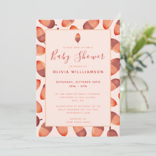 Autumnal Fall Acorn Baby Shower Invitation