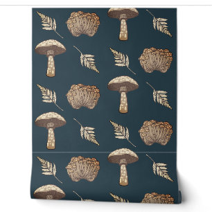 Autumnal Fall Mushrooms & Ferns Wallpaper