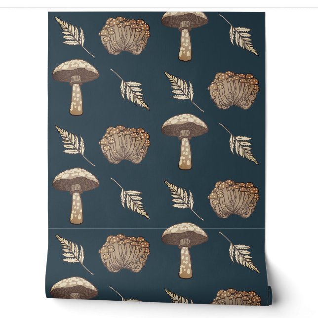 Autumnal Fall Mushrooms & Ferns Wallpaper (Unrolling)