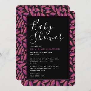 Autumnal Fall Purple Leaves Baby Shower Invitation