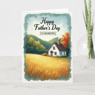 Autumnal Fathers Day Cottage Card