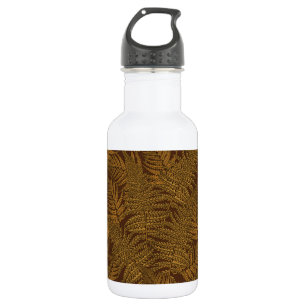 Autumnal fern on brown 532 ml water bottle