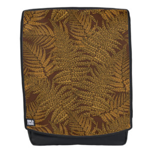 Autumnal fern on brown backpack