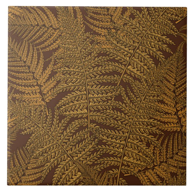 Autumnal fern on brown ceramic tile (Front)
