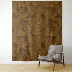 Autumnal fern on brown tapestry