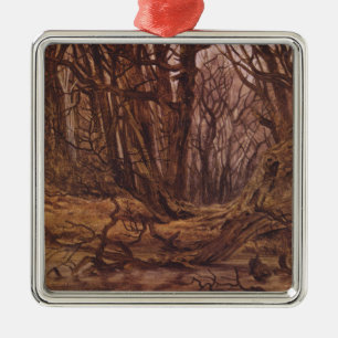 Autumnal Forest (Brown Tree Trunks) Metal Ornament