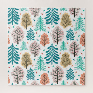 Autumnal Forest: Enchanted Seamless Scene. Jigsaw Puzzle