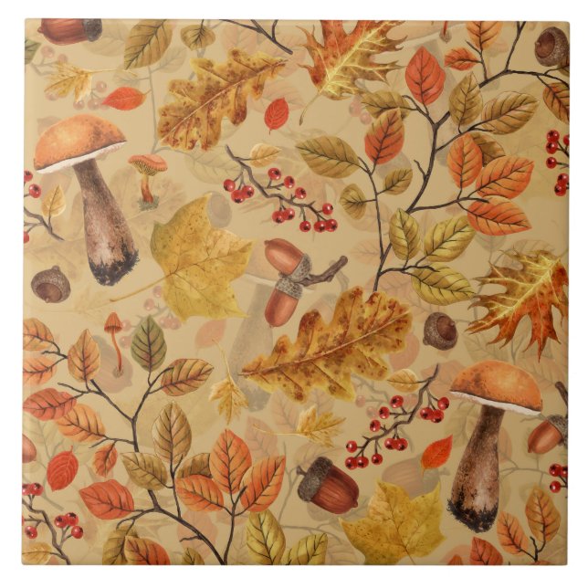 Autumnal forest on ochre ceramic tile (Front)