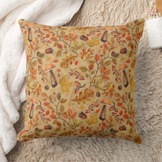 Autumnal forest on ochre cushion (Blanket)