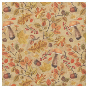 Autumnal forest on ochre fabric