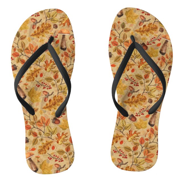 Autumnal forest on ochre thongs (Footbed)