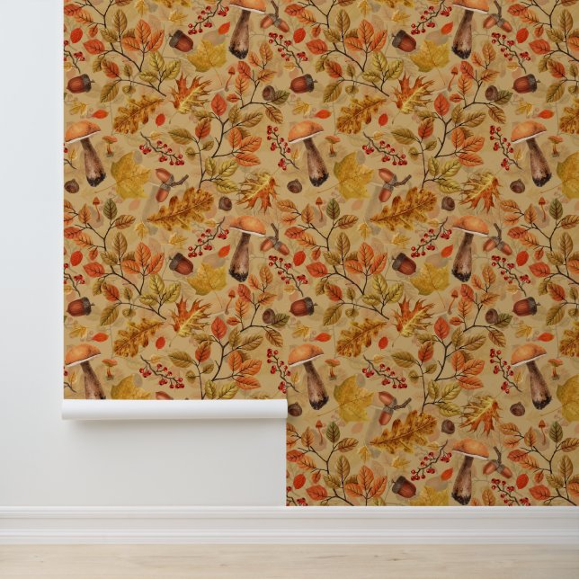 Autumnal forest on ochre wallpaper (Application)