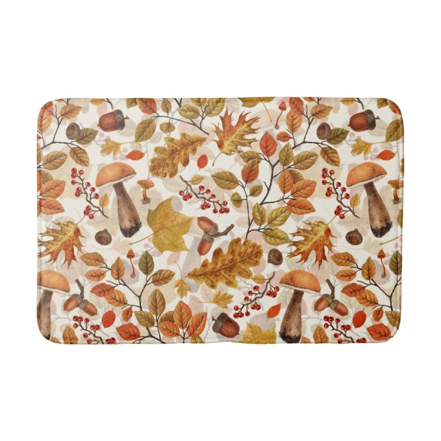 Autumnal forest on off white bath mat (Front)
