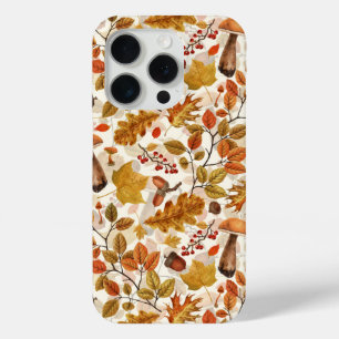 Autumnal forest on off white iPhone 15 pro case