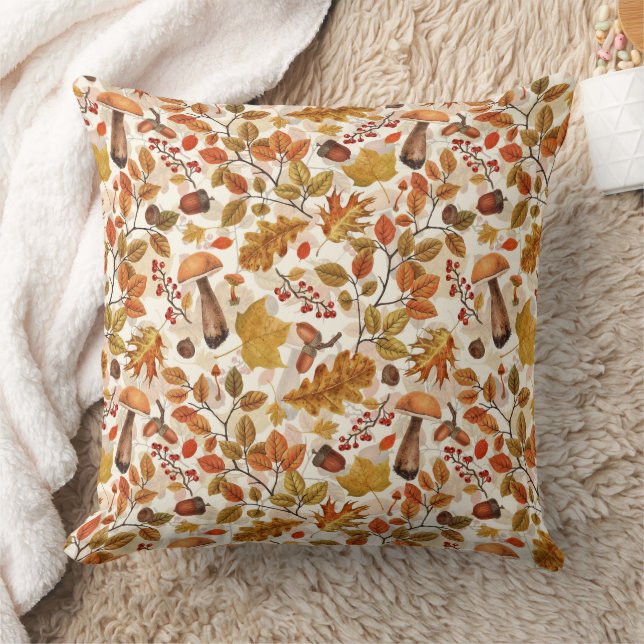 Autumnal forest on off white cushion (Blanket)