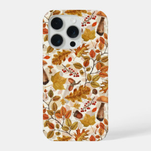 Autumnal forest on off white iPhone 15 pro case