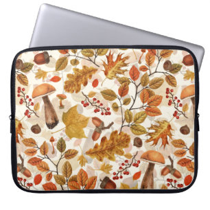 Autumnal forest on off white laptop sleeve