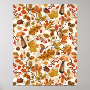 Autumnal forest on off white poster