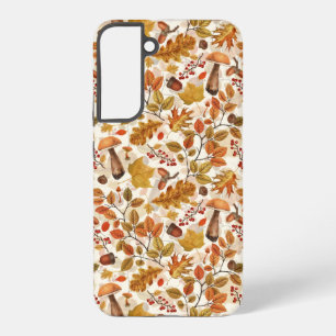 Autumnal forest on off white samsung galaxy case