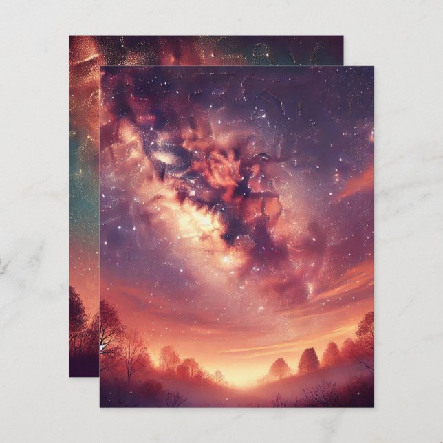 Autumnal Galaxy Milky Way  Scrapbook Paper Sheets (Front/Back)