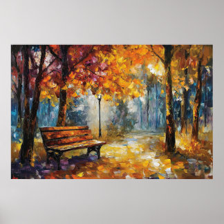 Autumnal Glow Textured Oil Painting Art Print