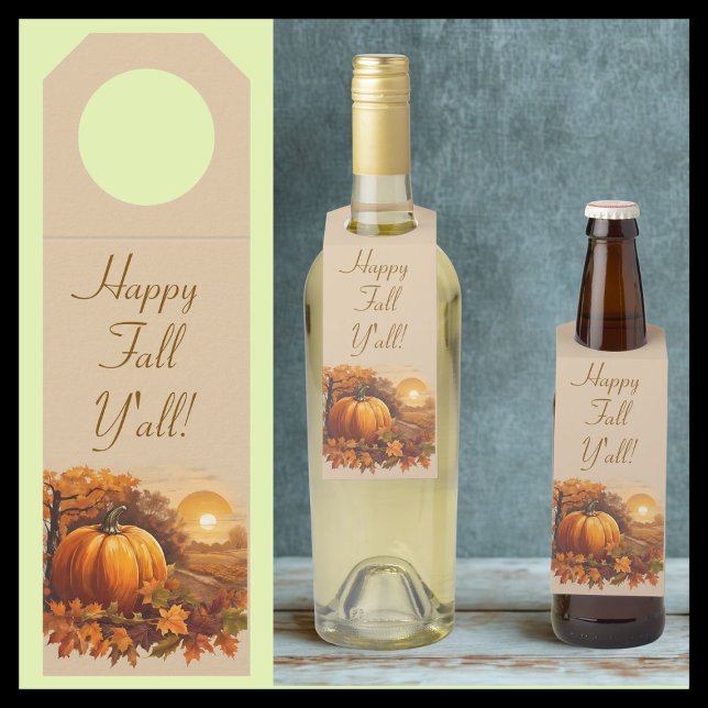 Autumnal Landscape Sunset Bottle Hanger Tags (Creator Uploaded)