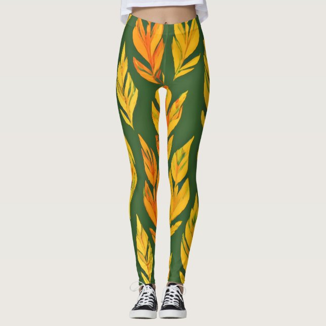 Autumnal Leaf Symphony Leggings (Front)