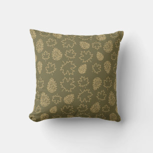 Autumnal Leafs in Brown Tones - Nature Pattern Cushion