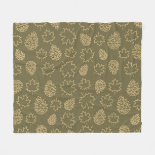 Autumnal Leafs in Brown Tones - Nature Pattern Fleece Blanket