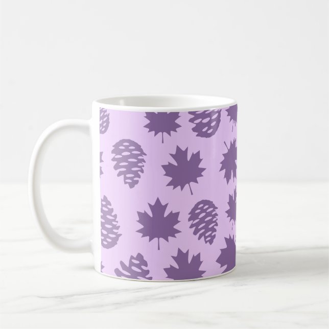 Autumnal Leafs in Purple Tones - Nature Pattern Coffee Mug (Left)