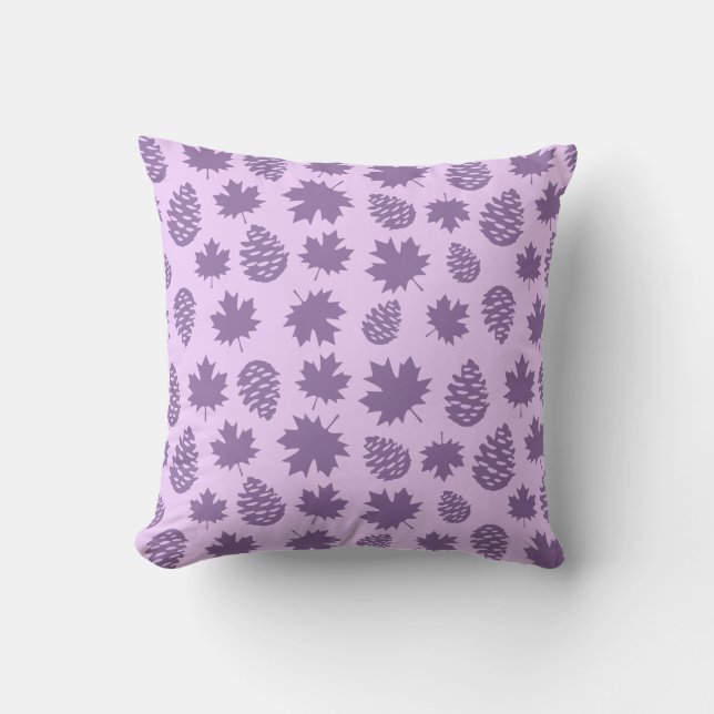 Autumnal Leafs in Purple Tones - Nature Pattern Cushion (Front)