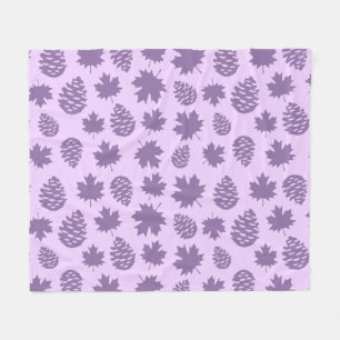 Autumnal Leafs in Purple Tones - Nature Pattern Fleece Blanket