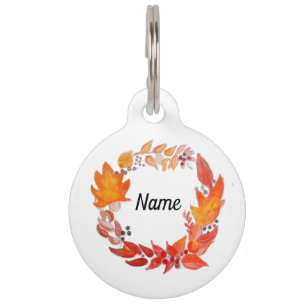 Autumnal Leaves and Berries Dog ID Tag