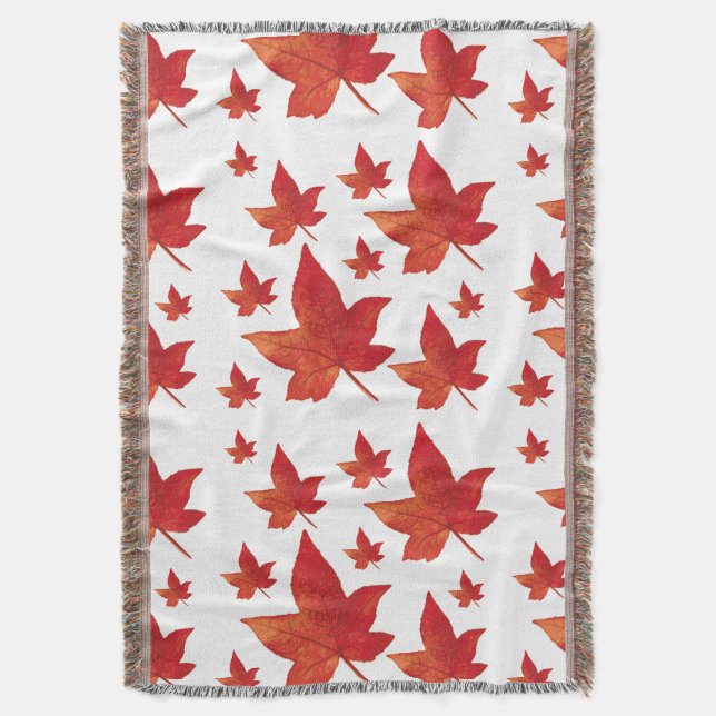 Autumnal Maple Leaf Throw Blanket (Front Vertical)