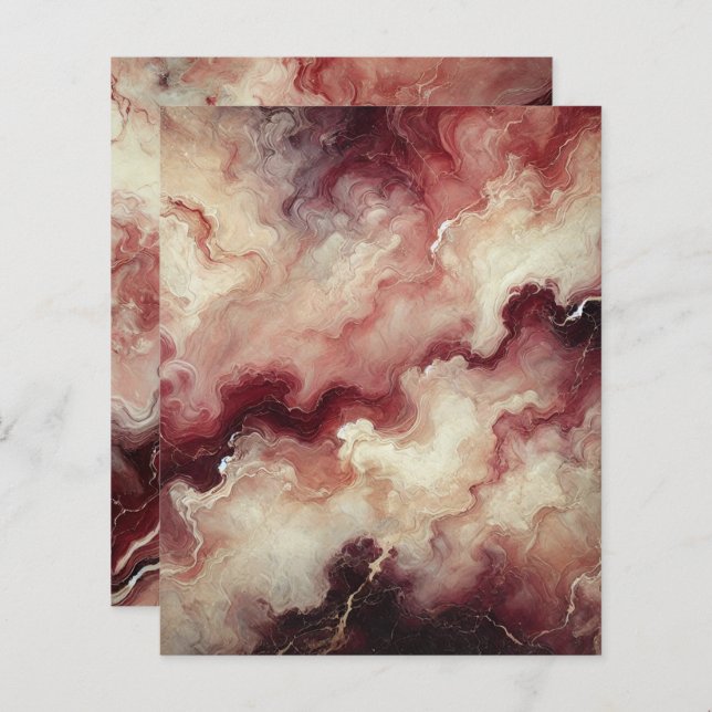 Autumnal Marble Harvest Wine Scrapbook Paper (Front/Back)