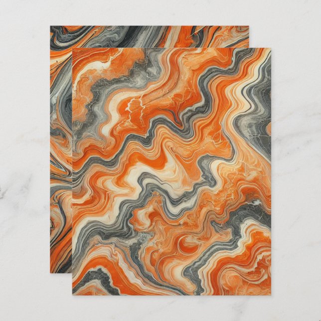Autumnal Marble Pumpkin Spice Scrapbook Paper (Front/Back)
