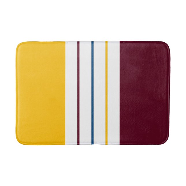 Autumnal Mulberry Amber Stripes Bath Mat (Front)