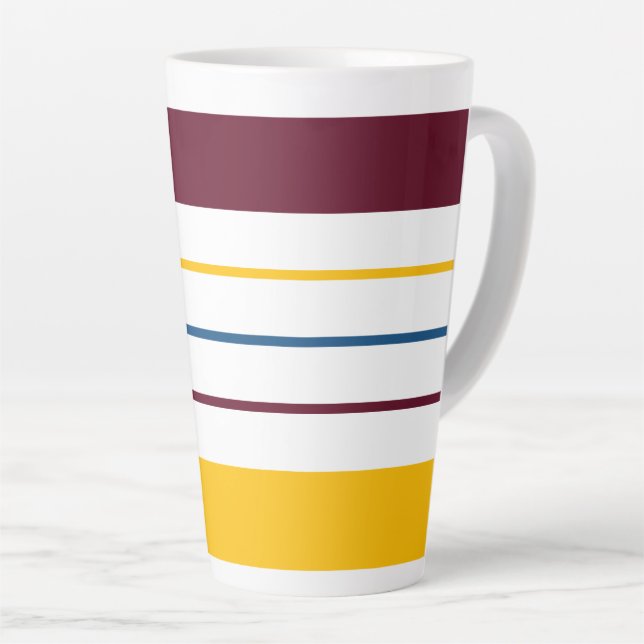 Autumnal Mulberry Amber Stripes Latte Mug (Right Angle)