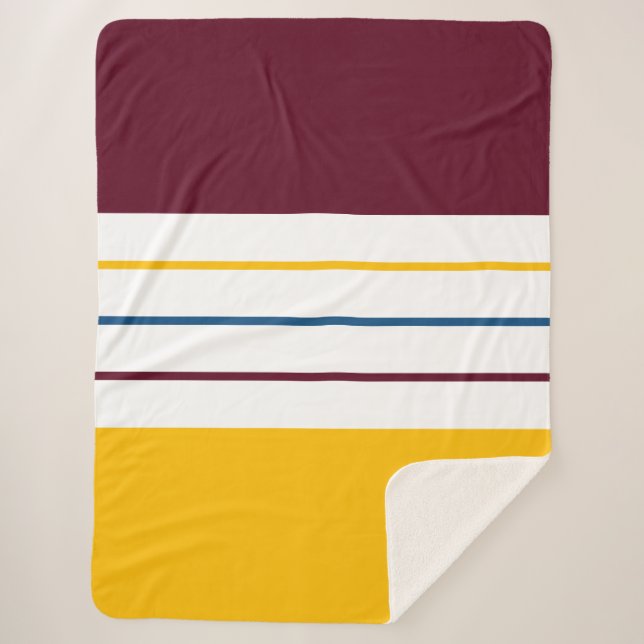 Autumnal Mulberry Amber Stripes Sherpa Blanket (Front)