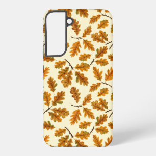 Autumnal oak leaves on off white samsung galaxy case