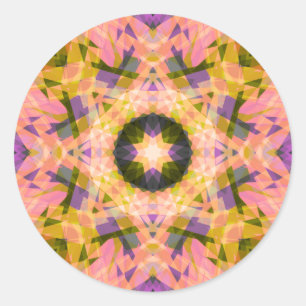 Autumnal Pink Purple Green Star for Fall Classic Round Sticker