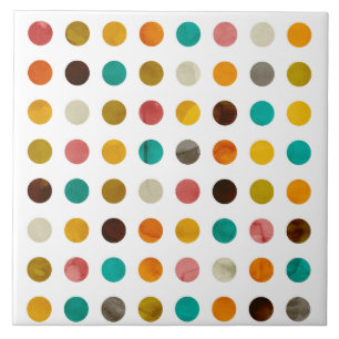 Autumnal Polka Dots Ceramic Tile