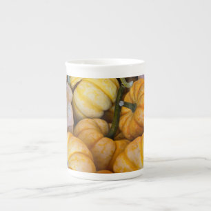Autumnal pumpkins and gourds bone china mug