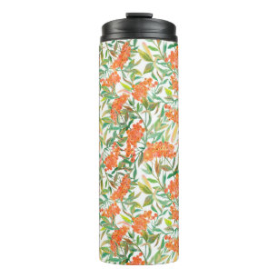 Autumnal Rowan: Floral Seamless Design Thermal Tumbler