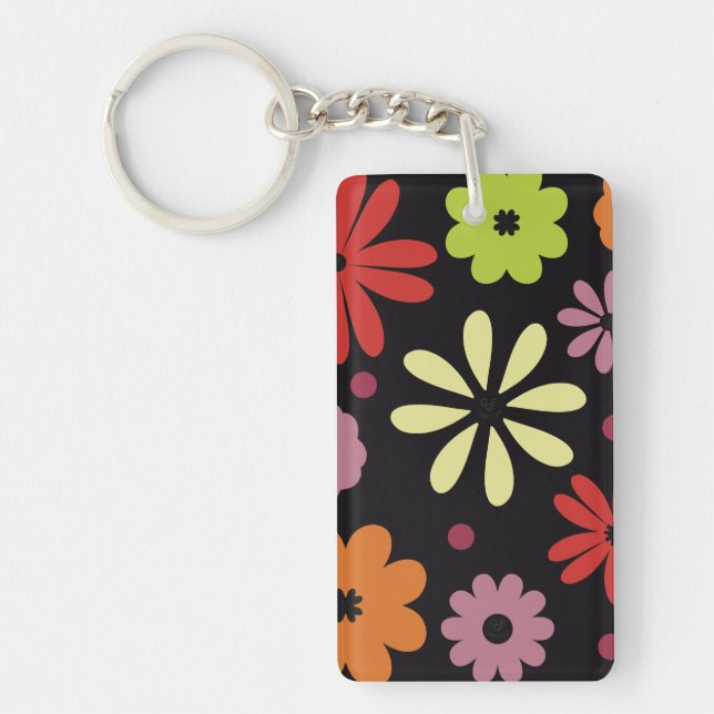 Autumnal Seamless Floral Pattern Key Ring (Front)