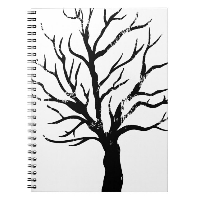 Autumnal Tree Lino Print Notebook (Front)
