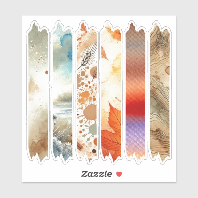 Autumnal Watercolor Washi Tape Planner Stickers (Sheet)