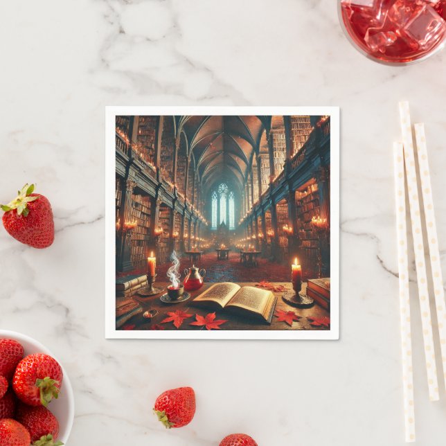 Autumnal Whimsigoth Magical Library Decoupage Napkin (Insitu)