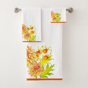 Autumn's Arrival on a Bathroom Towel Set