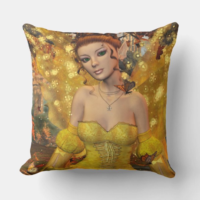 Autumns Dance Fae Fantasy Art Outdoor Cushion (Front)